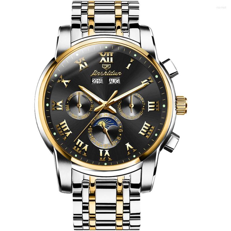 Wristwatches Men Automatic Mechanical Watch Sapphire Moon Phase Waterproof Multifunction Watches Mens Fashion Casual Wristwatch, Gold
Wristwatches Men Automatic Mechanical Watch Sapphire Moon Phase Waterproof Multifunction Watches Mens Fashion Casual Wristwatch, Gold