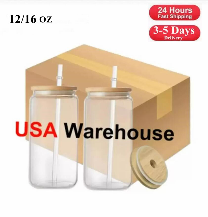 US Local Warehouse 16oz Sublimation Glass Beer Mugs Iced Coffee Water Bottles Blank Tumblers Can Drinking Cups With Bamboo Lids And Reusable Straws, Clear
US Local Warehouse 16oz Sublimation Glass Beer Mugs Iced Coffee Water Bottles Blank Tumblers Can Drinking Cups With Bamboo Lids And Reusable Straws, Clear