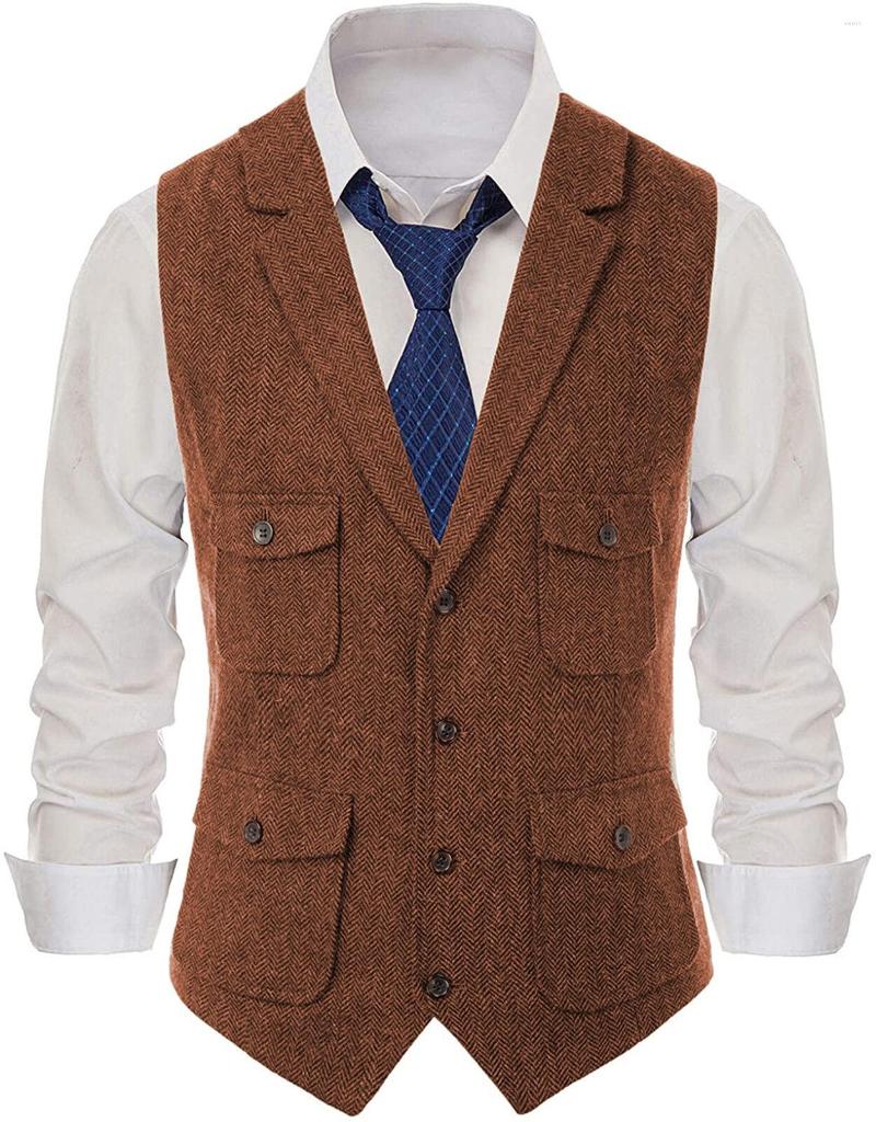 Men' Vests Tooling Men Vest Herringbone Tweed V Neck Single Breasted Retro Sleeveless Jacket Male Gentleman Business Waistcoat For Wedding, Black
Men' Vests Tooling Men Vest Herringbone Tweed V Neck Single Breasted Retro Sleeveless Jacket Male Gentleman Business Waistcoat For Wedding, Black