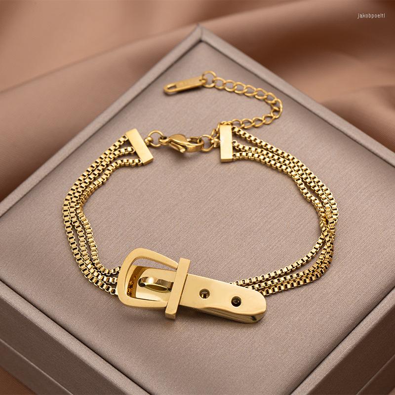 Charm Bracelets Stainless Steel Bracelet For Women Punk Belt Buckle Shape Thick Chain Bangles Jewelry
Charm Bracelets Stainless Steel Bracelet For Women Punk Belt Buckle Shape Thick Chain Bangles Jewelry