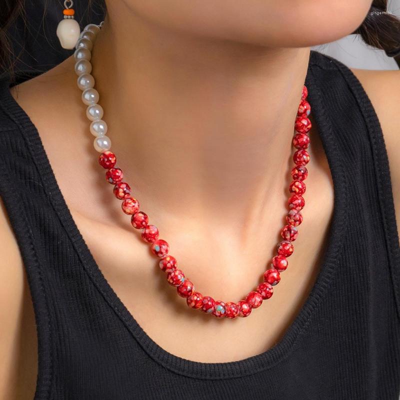Pendant Necklaces Lacteo Aesthetic White Pearl Beaded Necklace Choker For Women Jewelry Red Acrylic Beads Splicing Neck Chain Party Gifts
Pendant Necklaces Lacteo Aesthetic White Pearl Beaded Necklace Choker For Women Jewelry Red Acrylic Beads Splicing Neck Chain Party Gifts
