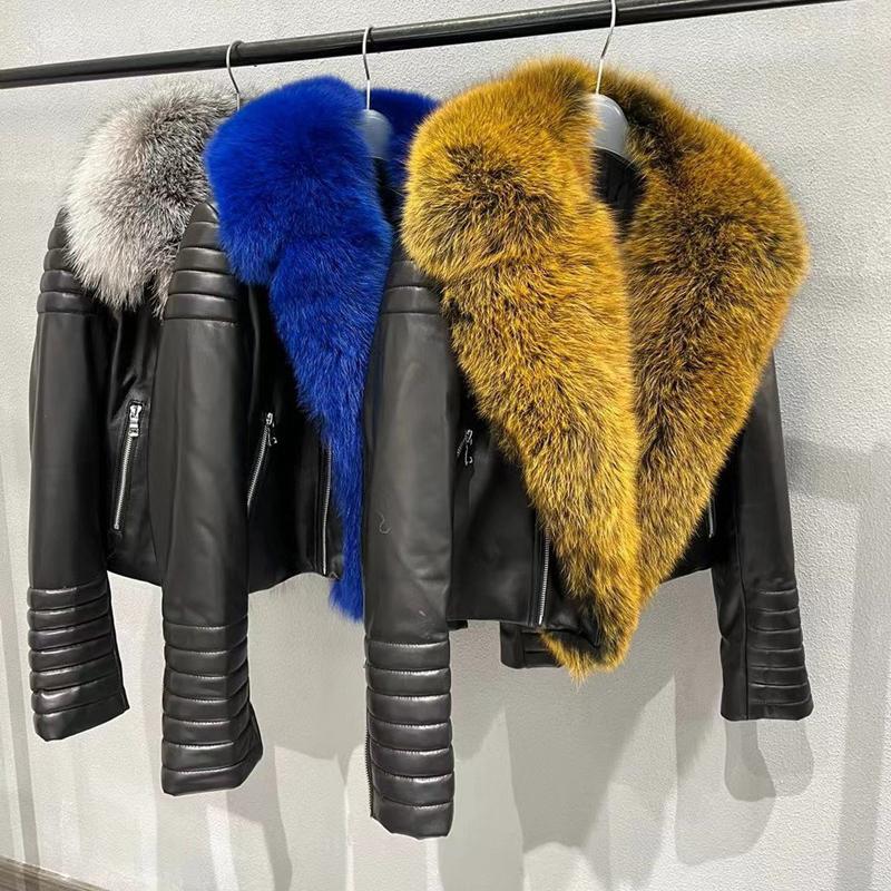 Women's Leather Fashion Black Jacket Women's Winter Coats With Big Real Fur Collar Clothing Lady Outerwear Genuine Sheepskin, Yellow
Women's Leather Fashion Black Jacket Women's Winter Coats With Big Real Fur Collar Clothing Lady Outerwear Genuine Sheepskin, Yellow