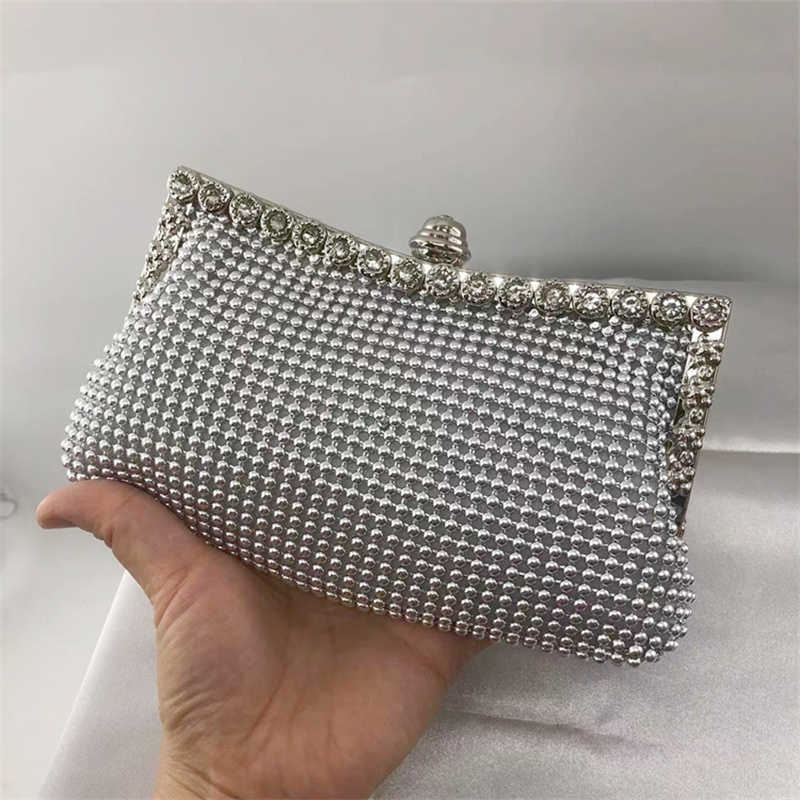 Clutch Bags Evening gold Bag Glitter Bead DESIGN elegant Woman Party bags Vintage Fashion bridal purse Silver Handbags ZB-9 221021
