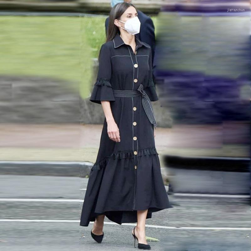 Casual Dresses Super Quality Princess Same Autumn Women' Polo Speaker Mid Sleeve Single Breasted Denim Dress, Picture color
Casual Dresses Super Quality Princess Same Autumn Women' Polo Speaker Mid Sleeve Single Breasted Denim Dress, Picture color