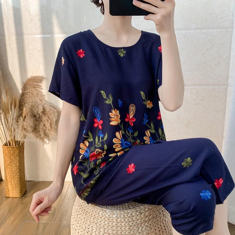 Women's Two Piece Pants 2022 Summer Women Cotton Linen Short Sleeve Set Large Size Middle-aged Mother Floral Print Clothes Two-piece Suit, Pink
Women's Two Piece Pants 2022 Summer Women Cotton Linen Short Sleeve Set Large Size Middle-aged Mother Floral Print Clothes Two-piece Suit, Pink