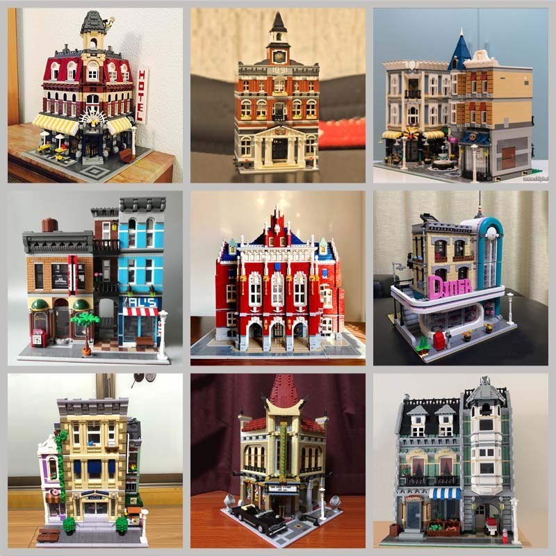 

Blocks Creatoring Expert Brick Bank Cafe Corner Model Moc Modular Houses Building Toys Pet Book Shop Town Hall Downtown Diner 221021