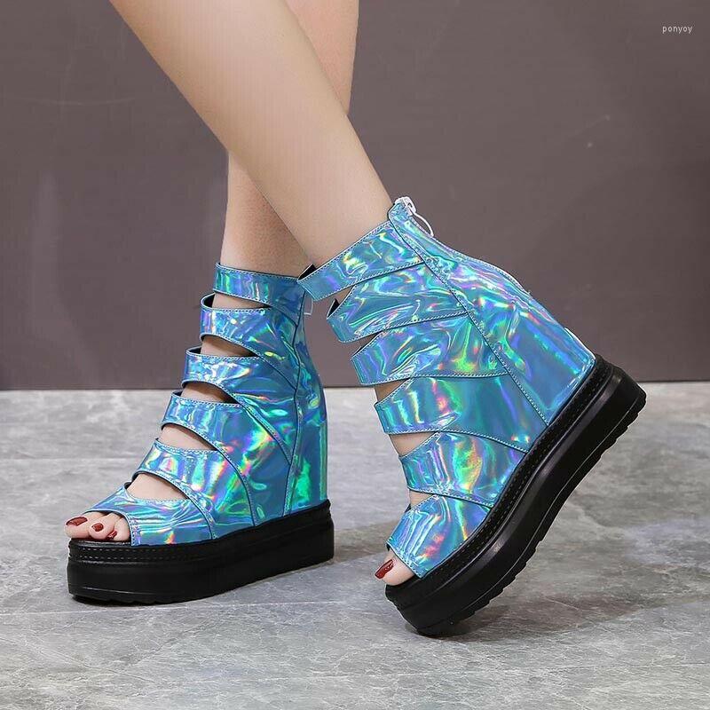 Sandals Womens Peep Toe Patent Leather Shiny Sandal Platform Wedge Hidden High Heel Shoe, Black
Sandals Womens Peep Toe Patent Leather Shiny Sandal Platform Wedge Hidden High Heel Shoe, Black