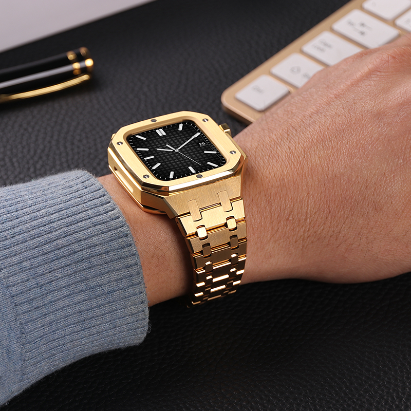 for Watch Cases Luxury Premium Stainless Steel AP Modification Kit Protective Case Band Strap Cover iwatch 44mm 45mm1631169