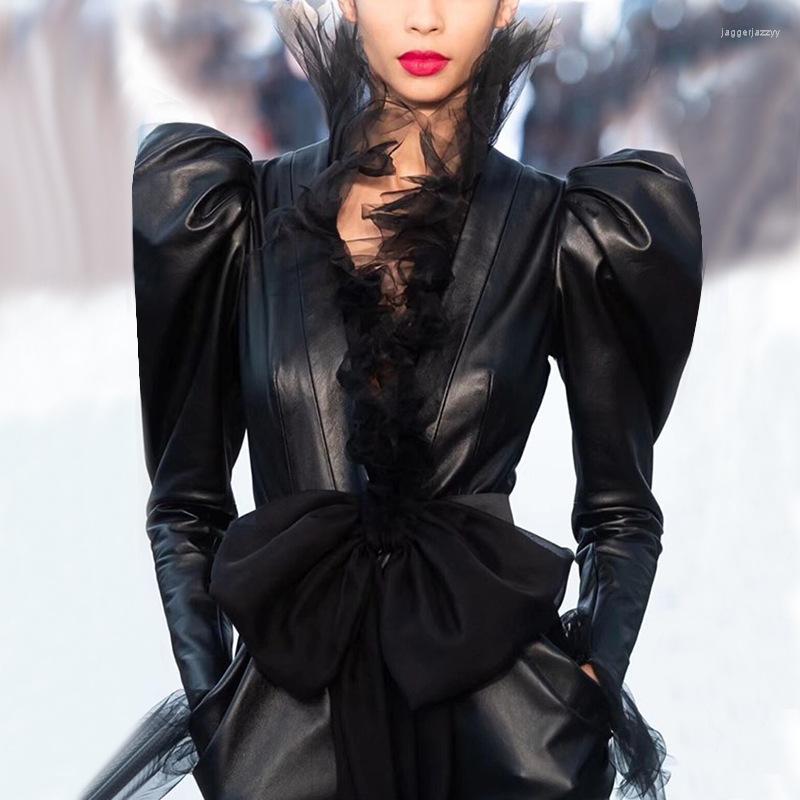 Women' Leather Womens Bow Knot Faux Splice Mesh Ruffles Pu Jacket Slim Fit Short Coat, Black
Women' Leather Womens Bow Knot Faux Splice Mesh Ruffles Pu Jacket Slim Fit Short Coat, Black