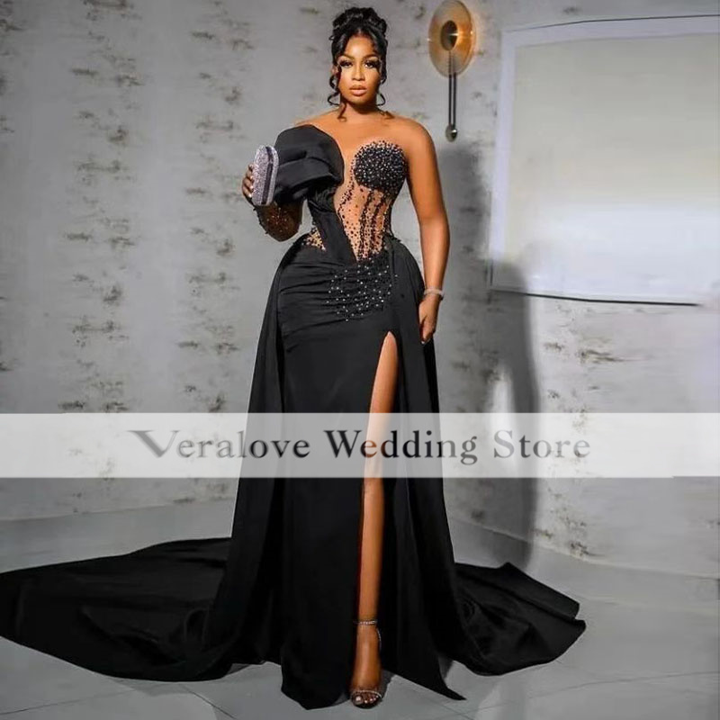African Black Evening Dresses Long Sleeves Beading Occasion Guest Gowns For Women Gala Party Prom Dress, Champagne
African Black Evening Dresses Long Sleeves Beading Occasion Guest Gowns For Women Gala Party Prom Dress, Champagne
