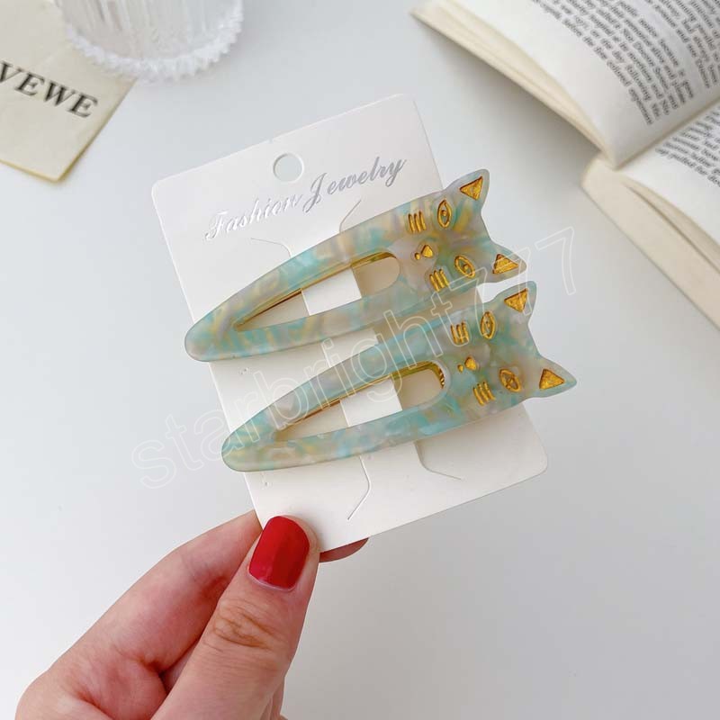 Women Girls Fashion Hair Clips Adult Lovely Acetic Acid Hairpins Cute Cartoon Cat Ornamentr Female Hair Accessories