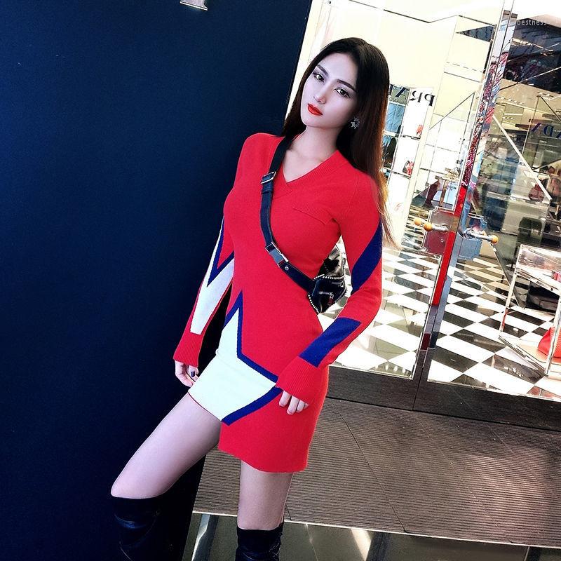 Casual Dresses 2022 Autumn Winter Women V-neck Long Sweaters Dress Lady Sleeve Knitted Color Contrast Printed Sexy Buttocks, Multi
Casual Dresses 2022 Autumn Winter Women V-neck Long Sweaters Dress Lady Sleeve Knitted Color Contrast Printed Sexy Buttocks, Multi