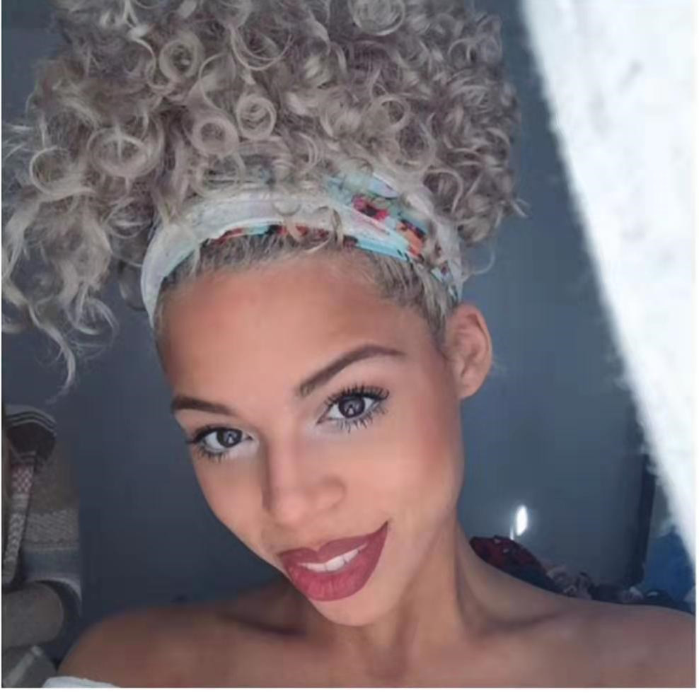 Rose curl white grey ponytail hair extension softed texture silver gray short long fashion young lady human hair 1pcs 120g