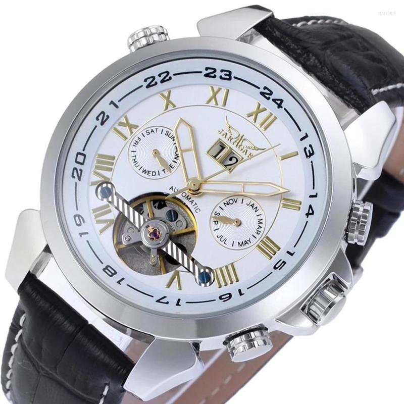 Wristwatches Luxury Automatic Tourbillon Mechanical Men's Watches Waterproof Leather Casual Fashion Sports Male, Black