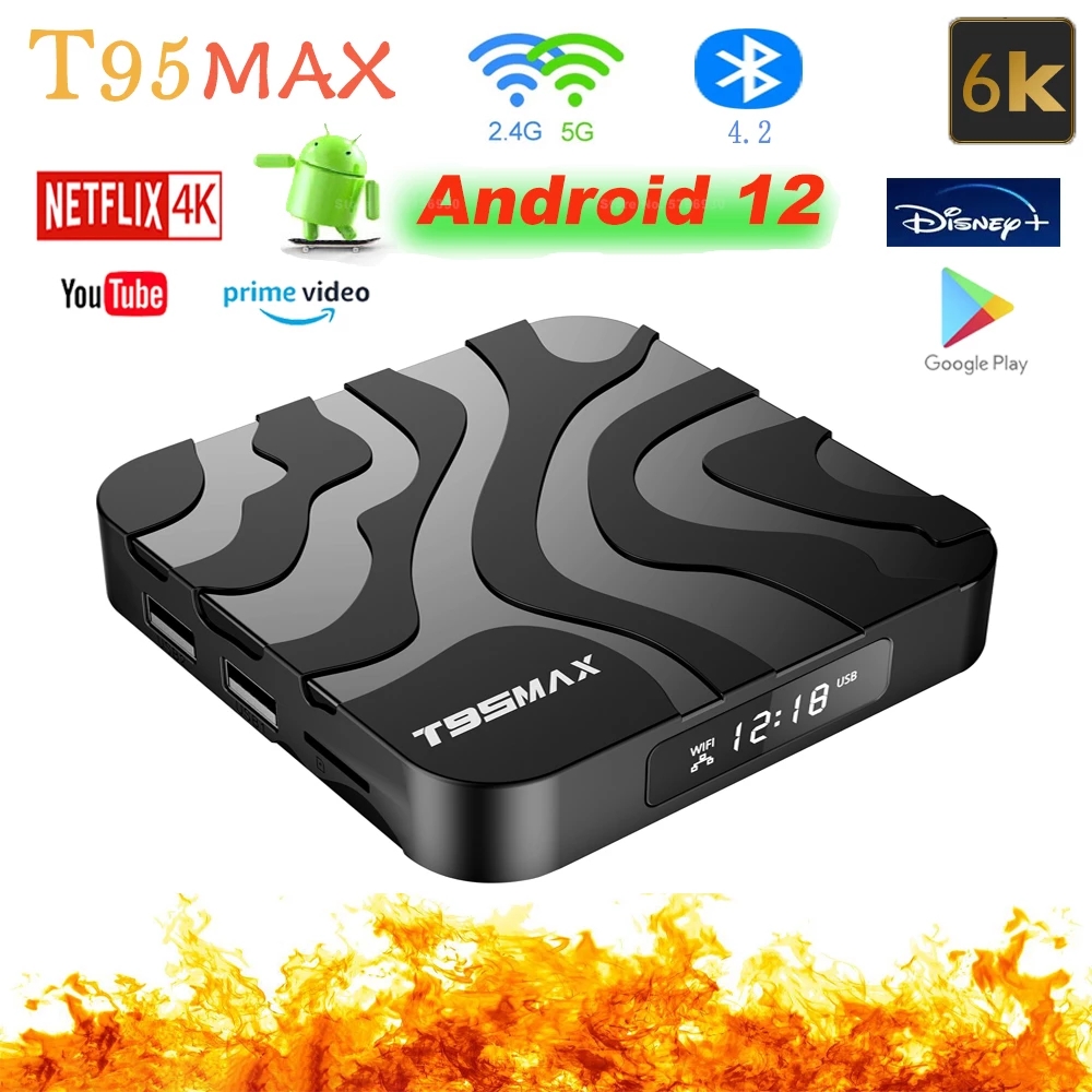 Original T95 Max Smart TV Box Android12 Allwiner H618 4K HDR10 AV1 2.4G/5G BT4.0 Ultra HD HDR T95Max TV Prefix VS X96 Plus Tanix