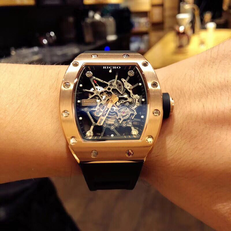 Men's automatic mechanical watch Japan West iron city movement natural rubber watchband size 50x42mm316 fine steel