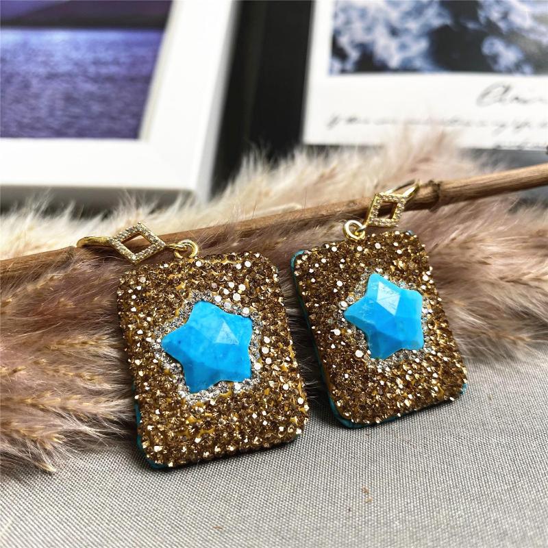 Dangle Earrings Hand-point Diamond Star-shaped Turquoise Women's Spring And Summer Niche Design Temperament Fashion All-match Jewelry
Dangle Earrings Hand-point Diamond Star-shaped Turquoise Women's Spring And Summer Niche Design Temperament Fashion All-match Jewelry
