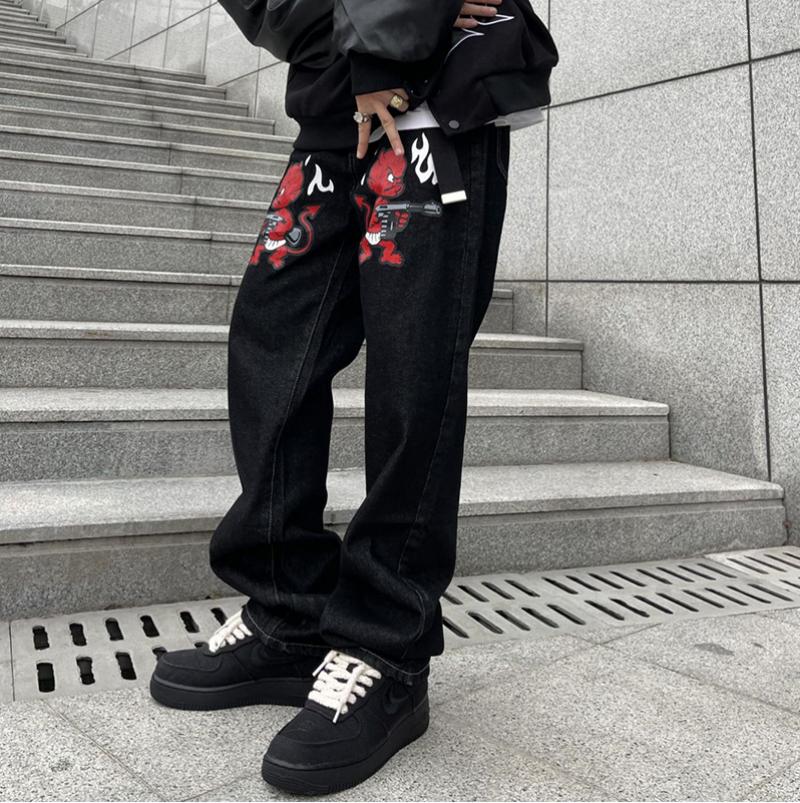 Men' Jeans 2022 Harajuku Cartoon Letter Print Straight Casual Denim Pants Mens Washed Vibe Style Ripped Baggy Streetwear Jean Trouser, Black
Men' Jeans 2022 Harajuku Cartoon Letter Print Straight Casual Denim Pants Mens Washed Vibe Style Ripped Baggy Streetwear Jean Trouser, Black