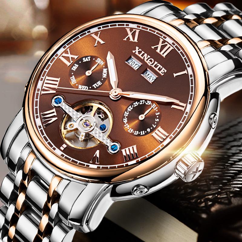 Wristwatches XINQITE Top Brand Men Mechanical Watches Stainless Steel Waterproof Automatic Watch With Calendar Week Year Noctilucent, Silver white
Wristwatches XINQITE Top Brand Men Mechanical Watches Stainless Steel Waterproof Automatic Watch With Calendar Week Year Noctilucent, Silver white