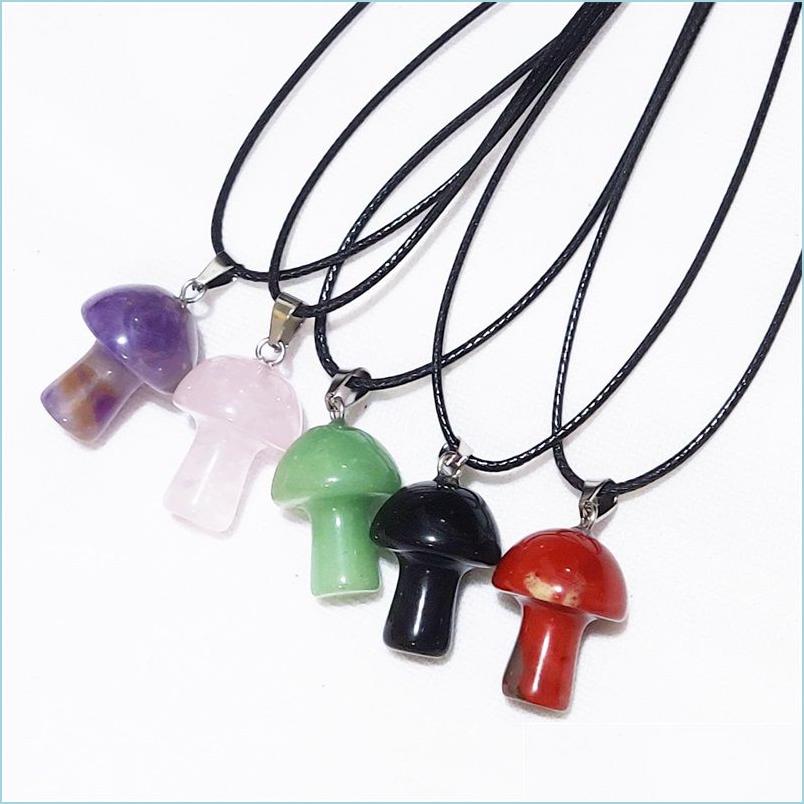 Pendant Necklaces Carved Gemstones Mini Mushroom Pendant Charms Black Rope Chain Women Healing Crystals Figurine Necklace Jewelry Dr Dhbmh
Pendant Necklaces Carved Gemstones Mini Mushroom Pendant Charms Black Rope Chain Women Healing Crystals Figurine Necklace Jewelry Dr Dhbmh