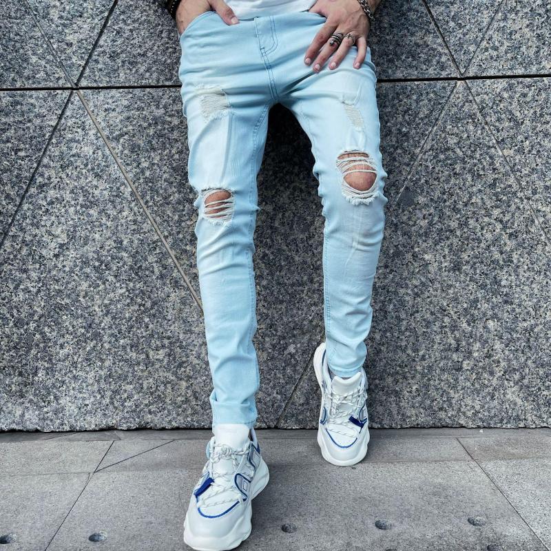 Men's Jeans Europe And The Spring Autumn Season Men's Leisure Hole Denim Green Slim Feet Stretch Pants, Blue
Men's Jeans Europe And The Spring Autumn Season Men's Leisure Hole Denim Green Slim Feet Stretch Pants, Blue
