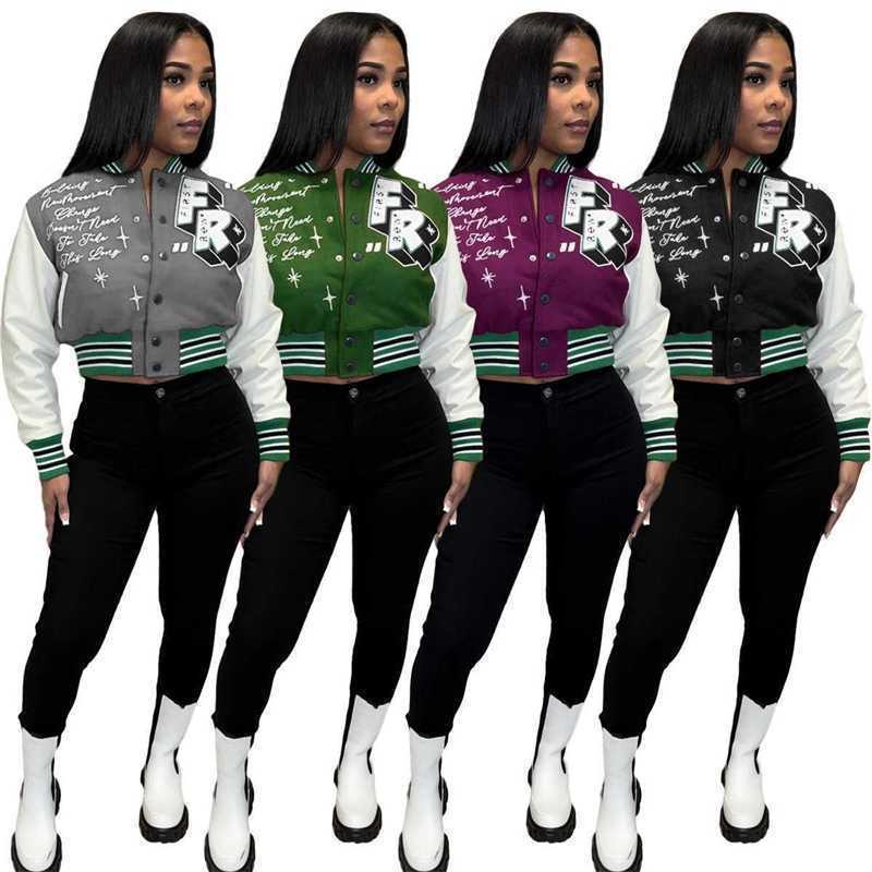 Womens Fashion Letter Print Double Threaded Baseball Jacket Varsity Coat Desinger Women Cropped Patchwork Button Letterman Jackets, Purple
Womens Fashion Letter Print Double Threaded Baseball Jacket Varsity Coat Desinger Women Cropped Patchwork Button Letterman Jackets, Purple