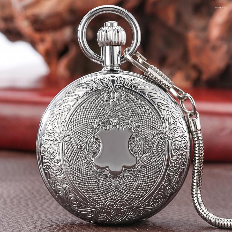 Pocket Watches Silver Shield Pattern Automatic Mechanical Fashion Copper Cover Pendant Watch Blue Roman Numeral Clocks
Pocket Watches Silver Shield Pattern Automatic Mechanical Fashion Copper Cover Pendant Watch Blue Roman Numeral Clocks
