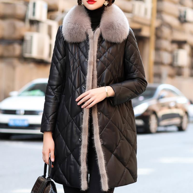 Women' Leather Winter Real Sheepskin Jacket Women Warm Down Parkas Female Korean Clothes Fur Collar Abrigos Mujer Invierno WPY4692, Black
Women' Leather Winter Real Sheepskin Jacket Women Warm Down Parkas Female Korean Clothes Fur Collar Abrigos Mujer Invierno WPY4692, Black