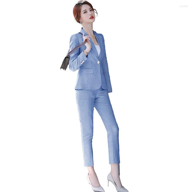 Women' Two Piece Pants 2022SS Pink Apricot Elegant Business Women Suit Formal Plaid Blazers Ladies Long Sleeve Jacket Office Uniform 2 Set, Blue
Women' Two Piece Pants 2022SS Pink Apricot Elegant Business Women Suit Formal Plaid Blazers Ladies Long Sleeve Jacket Office Uniform 2 Set, Blue