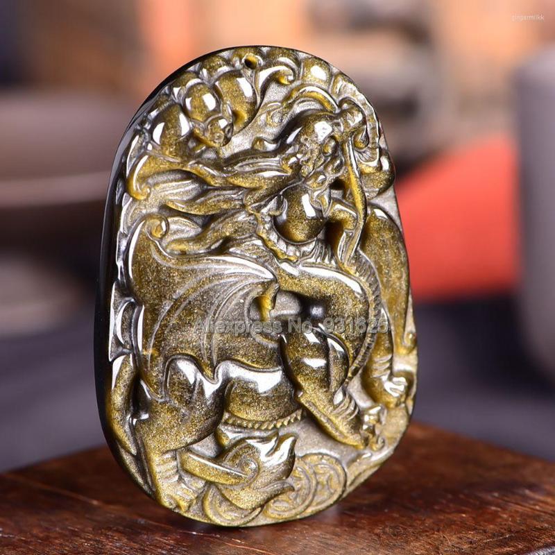 Pendant Necklaces Beautiful Natural Gold Obsidian Hand Carved Flying Kylin Dragon Lucky Amulet Free Black Beads Necklace Fashion Jewelry
Pendant Necklaces Beautiful Natural Gold Obsidian Hand Carved Flying Kylin Dragon Lucky Amulet Free Black Beads Necklace Fashion Jewelry