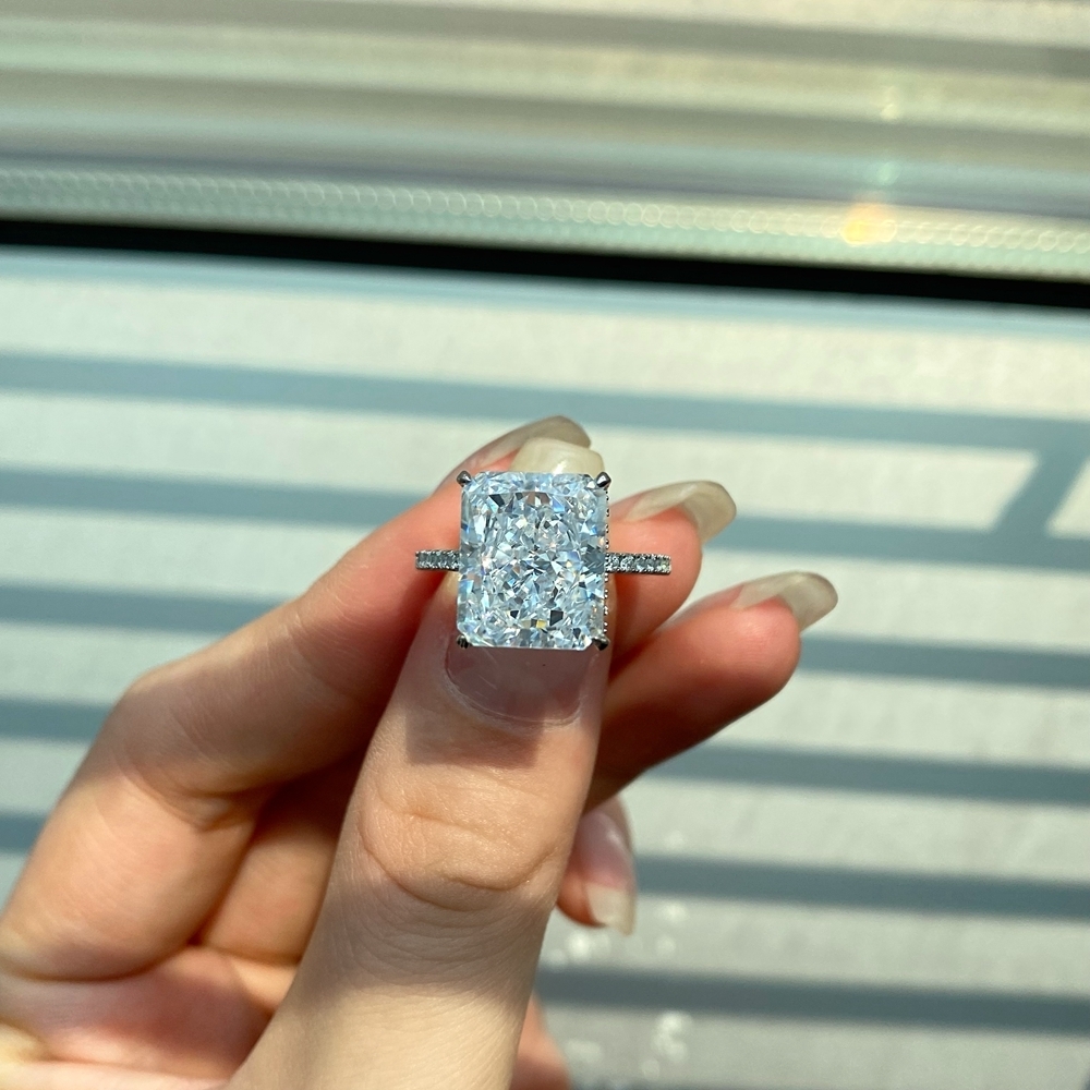 Wedding Rings Wong Rain 100% 925 Sterling Silver Radiant Cut 10x12MM 8CT VVS D Color Created Flower Ring Jewelry Gift Drop 221020