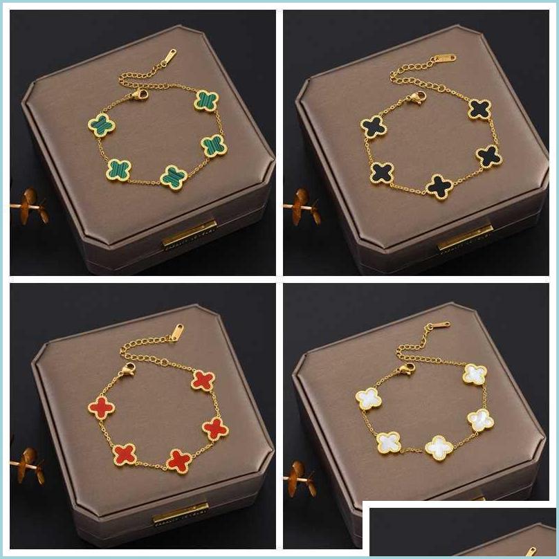 Charm Bracelets Classic Design Colorf Clover Charm Bracelet 18K Rose Gold Stainless Steel Jewelry For Women Gift Drop Delivery 2022 Dh3Uc
Charm Bracelets Classic Design Colorf Clover Charm Bracelet 18K Rose Gold Stainless Steel Jewelry For Women Gift Drop Delivery 2022 Dh3Uc