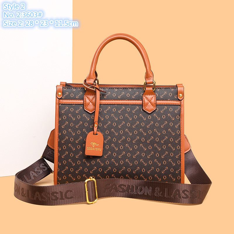Wholesale factory ladies shoulder bags 3 styles daily Joker multi-layer printed tote bag retro contrast leather handbag elegant atmosphere fashion backpack