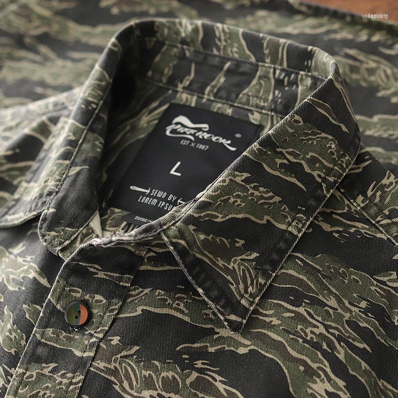 Men's Casual Shirts Men's Autumn American Retro Military Style Woven Tiger Camouflage Cargo Shirt Men's Fashion Cotton Washed Old
Men's Casual Shirts Men's Autumn American Retro Military Style Woven Tiger Camouflage Cargo Shirt Men's Fashion Cotton Washed Old