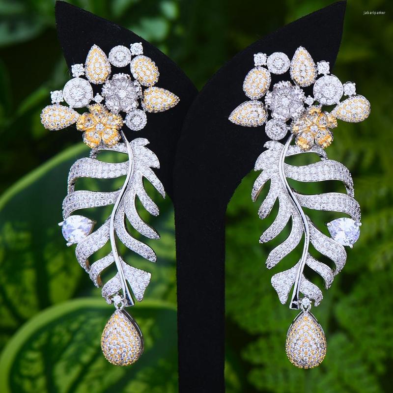 Dangle Earrings LARRAURI Luxury Flower Leaf Full Mirco Paved Cubic Zirconia Naija Wedding Earring Fashion Jewelry For Women
Dangle Earrings LARRAURI Luxury Flower Leaf Full Mirco Paved Cubic Zirconia Naija Wedding Earring Fashion Jewelry For Women