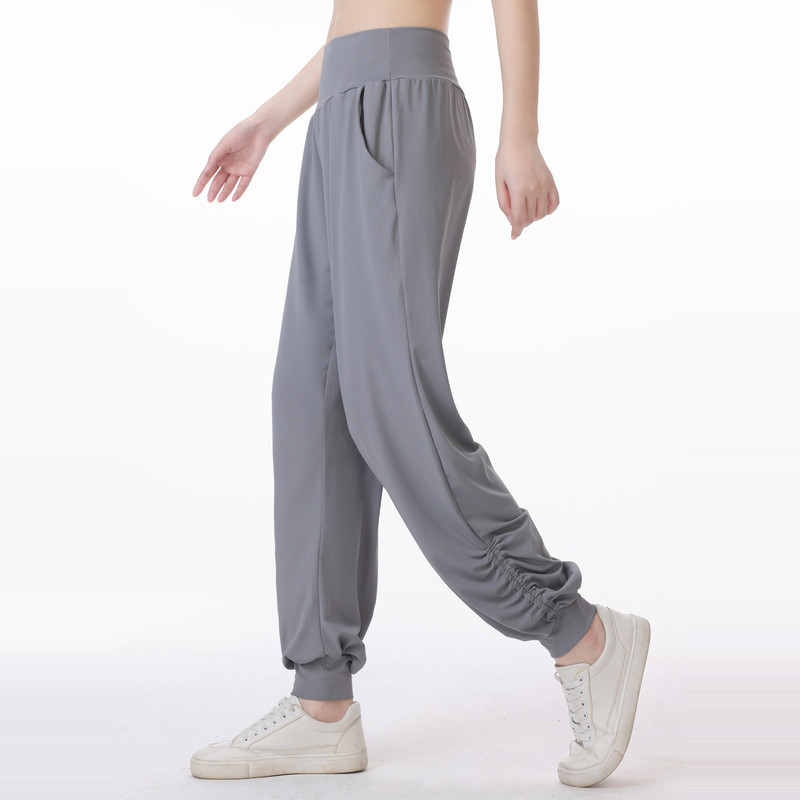 LM Women Jogging Yoga Loose Pocket Joggers Soft High Waist Hip Lift Elastic Casual Pants Drawstring Legs Sweatpants