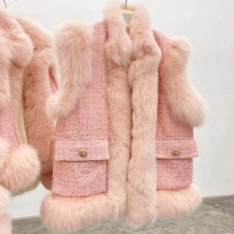 Women' Vests Retro Winter Small Fragrance Tweed Fur Vest Women Stitching Thick Warm Waistcoat, Pink
Women' Vests Retro Winter Small Fragrance Tweed Fur Vest Women Stitching Thick Warm Waistcoat, Pink