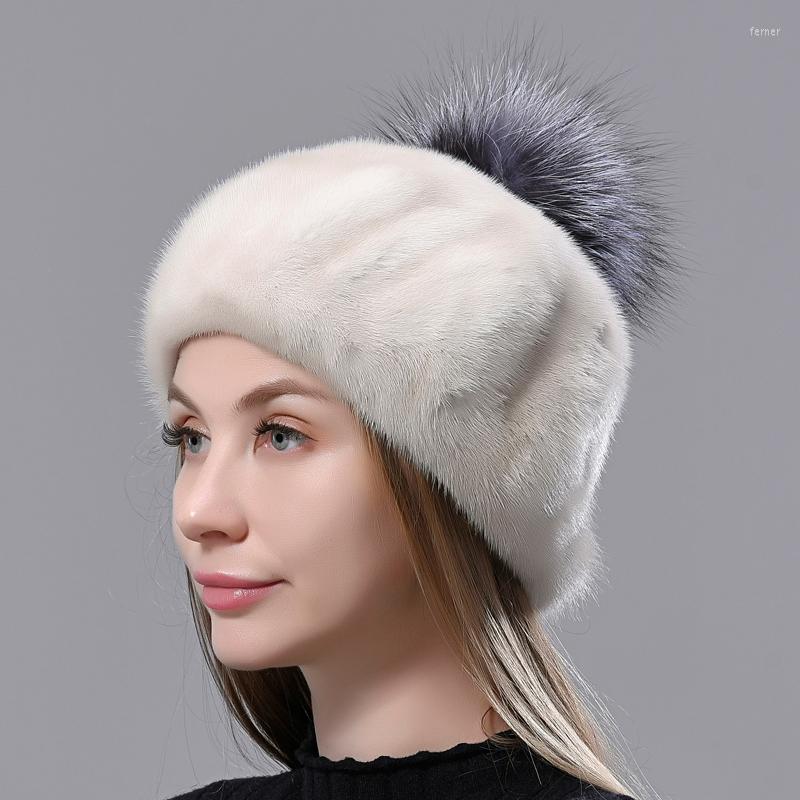 Berets Luxury Fur Hats Women Winter Stylish Warm Natural Mink Pompom Caps Windproof Full Pelt Elegant Snow Hat, Black
Berets Luxury Fur Hats Women Winter Stylish Warm Natural Mink Pompom Caps Windproof Full Pelt Elegant Snow Hat, Black