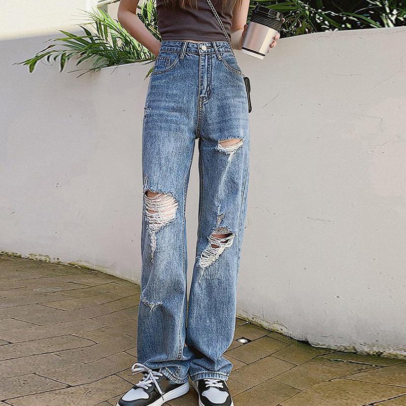 Women' Jeans Women High Waist Denim Trousers Korean Holes Straight Pants Streetwear Ripped Loose Harajuku
Women' Jeans Women High Waist Denim Trousers Korean Holes Straight Pants Streetwear Ripped Loose Harajuku