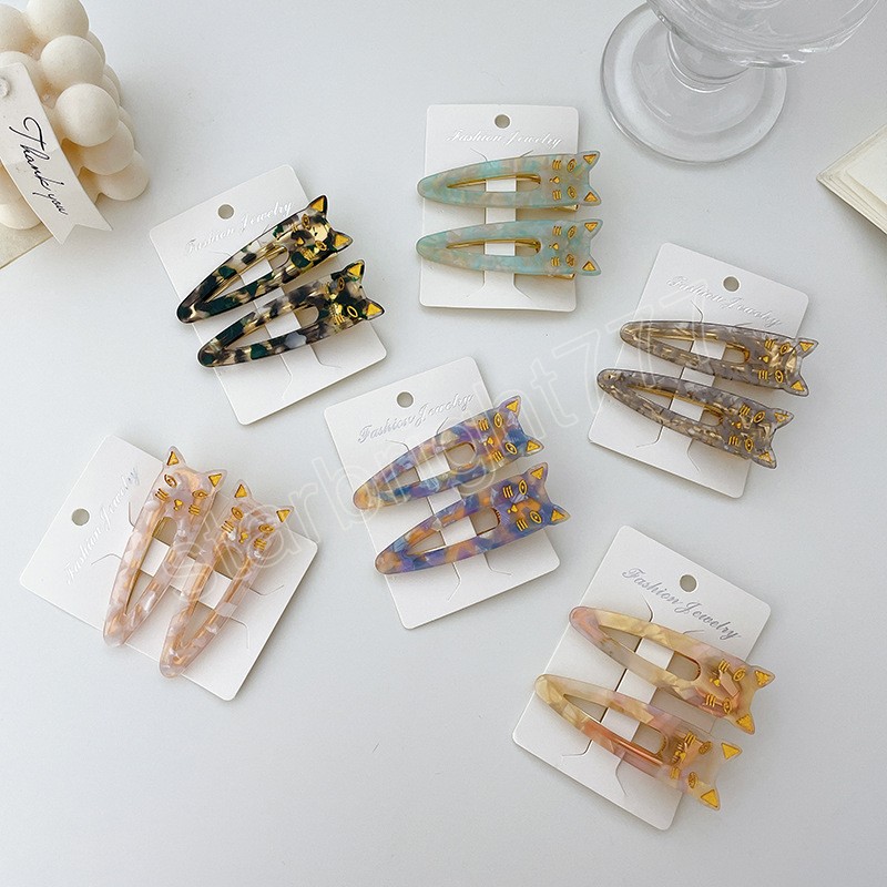 Women Girls Fashion Hair Clips Adult Lovely Acetic Acid Hairpins Cute Cartoon Cat Ornamentr Female Hair Accessories