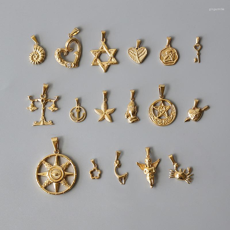 Pendant Necklaces RHYSONG Stainless Steel Gold Retro Women's Hand Making Jewelry Conch Animal Star Angel Diy Charms Without Chain
Pendant Necklaces RHYSONG Stainless Steel Gold Retro Women's Hand Making Jewelry Conch Animal Star Angel Diy Charms Without Chain