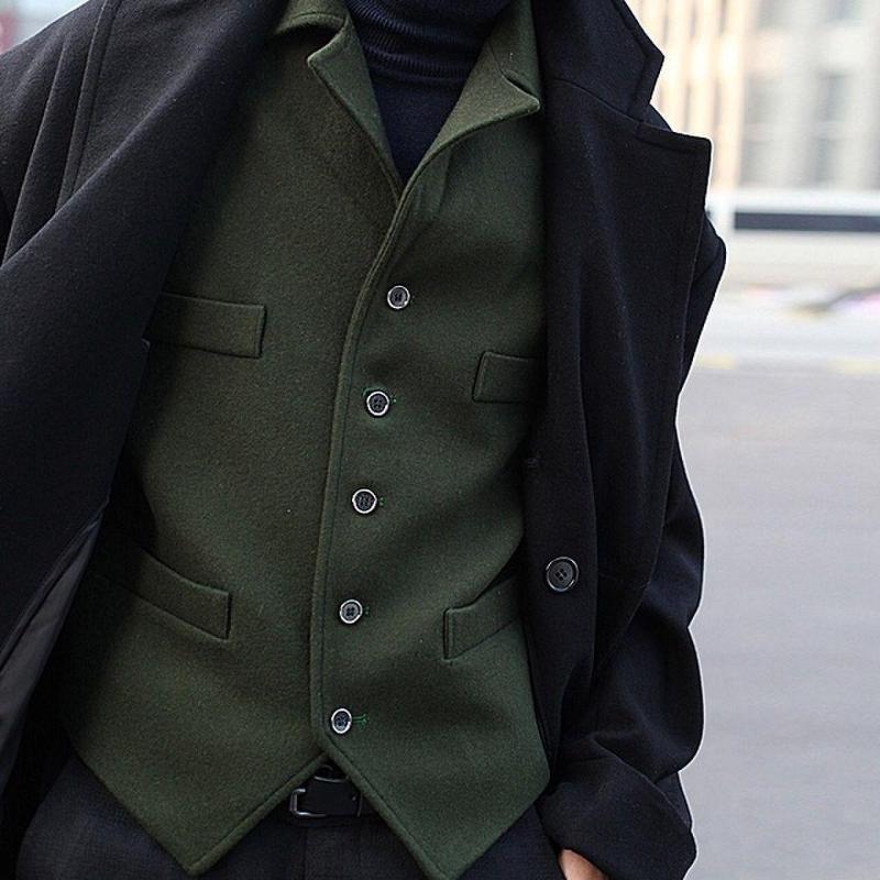 Men's Vests Male Brand Men's Suit Vest Single Breasted Fashion Woolen Mens Waistcoat Jacket Slim Fit Casual Formal Business Q08, Army green
Men's Vests Male Brand Men's Suit Vest Single Breasted Fashion Woolen Mens Waistcoat Jacket Slim Fit Casual Formal Business Q08, Army green
