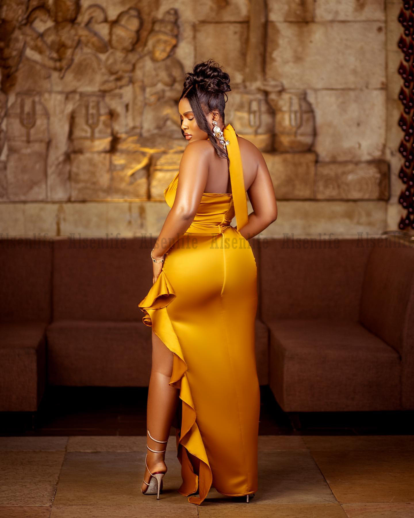 Dark Green Elegant Aso Ebi Evening Dress For Women Party Halter Neck Slit Mermaid Prom Dress 2022 robe de soiree femme