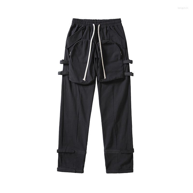 Men's Pants Owen Seak Men Casual Cargo High Street Wear Hip HOP Ankle Length Men's Clothing Sweatpants Spring Black