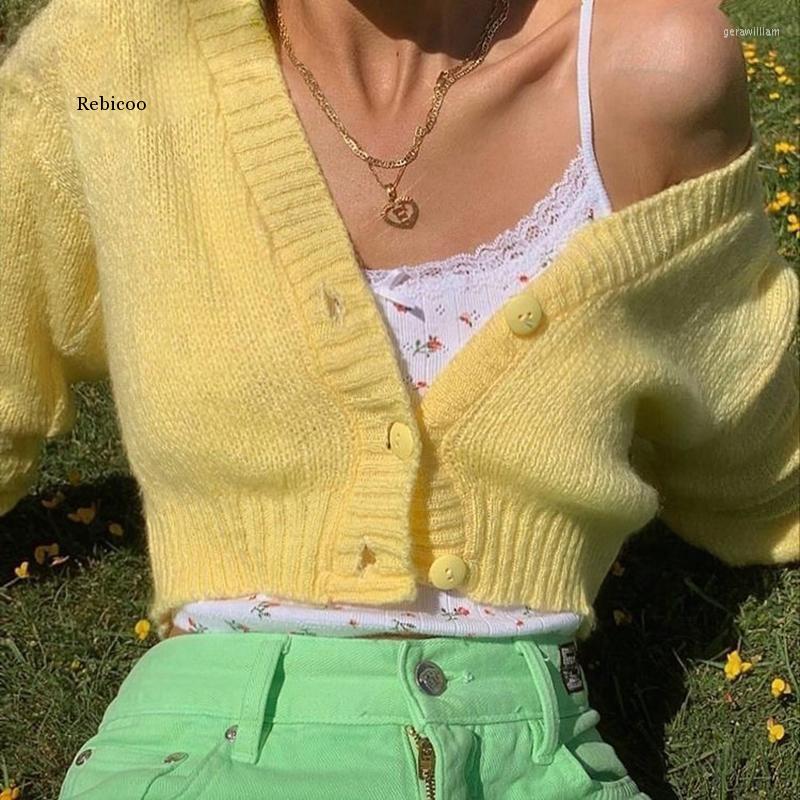 Women' Knits Yellow Sweat Cute Knitted Cropped Cardigan Women Autumn Warm Sweater Ladies Fashion Buttons Long Sleeve Top Knitwear
Women' Knits Yellow Sweat Cute Knitted Cropped Cardigan Women Autumn Warm Sweater Ladies Fashion Buttons Long Sleeve Top Knitwear