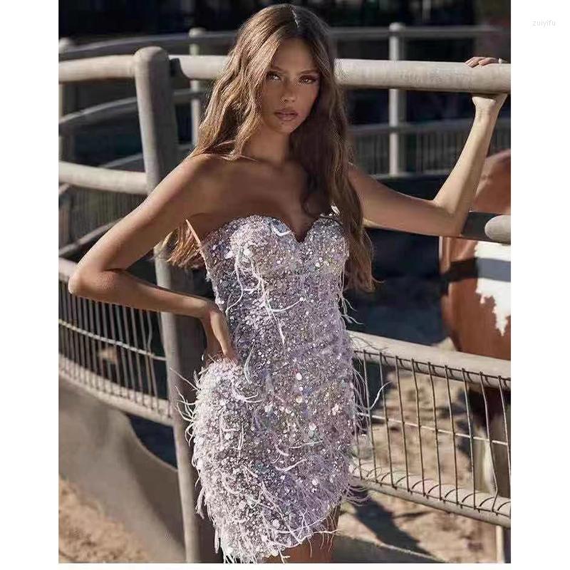 Casual Dresses Sexy Strapless Fashion Sequined Feathers Mini Party Dress For Women Bodycon Clubwear Celebrity Luxury Vestidos LF338, Multi
Casual Dresses Sexy Strapless Fashion Sequined Feathers Mini Party Dress For Women Bodycon Clubwear Celebrity Luxury Vestidos LF338, Multi