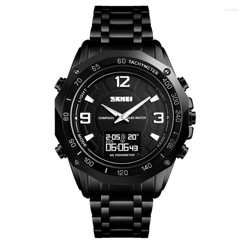 Wristwatches Multi-function Double Display Outdoor Sports Watch Men's Fashion Stainless Steel Back Light Compass Step Digital, Silver
Wristwatches Multi-function Double Display Outdoor Sports Watch Men's Fashion Stainless Steel Back Light Compass Step Digital, Silver