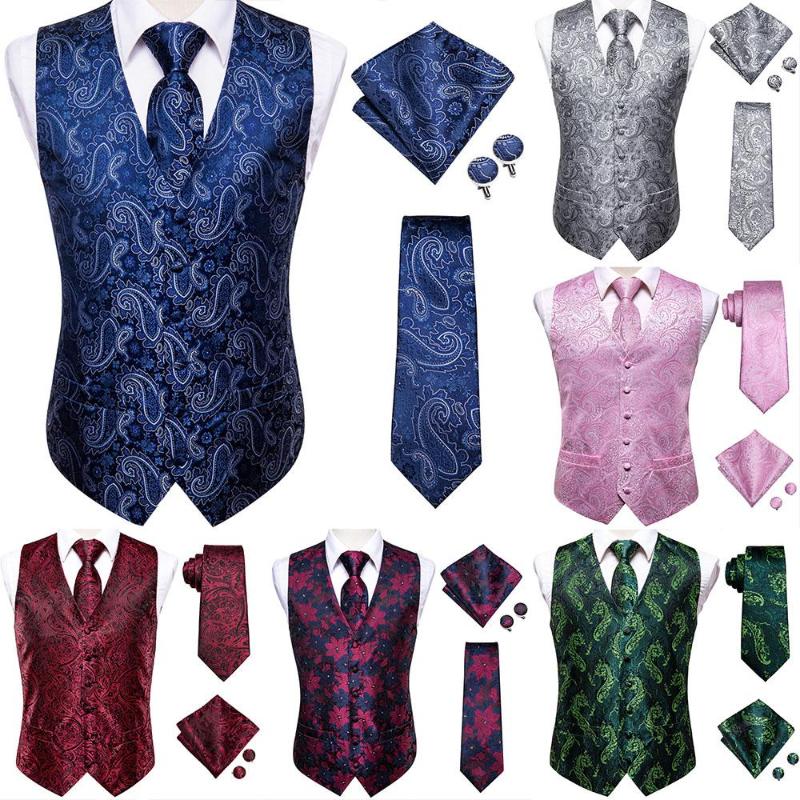 Men' Vests Hi-Tie Navy Blue Paisley Floral Silk Men' Slim Waistcoat Necktie Set For Suit Dress Wedding 4PCS Vest Hanky Cufflinks, Mj-0023-
Men' Vests Hi-Tie Navy Blue Paisley Floral Silk Men' Slim Waistcoat Necktie Set For Suit Dress Wedding 4PCS Vest Hanky Cufflinks, Mj-0023-