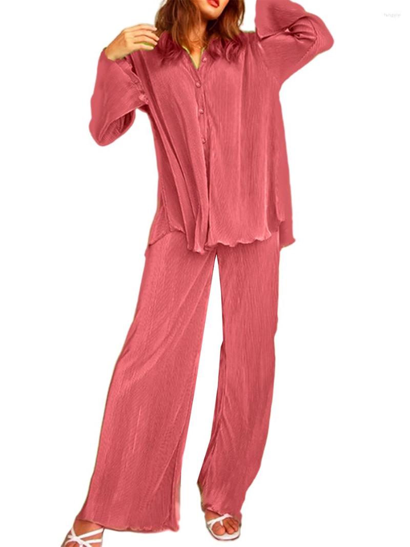 Women' Two Piece Pants Women Pleated 2 Outfits Casual Loose Long Sleeve Button Shirt Blouse Straight Wide-Leg Palazzo Suit, H-orange red
Women' Two Piece Pants Women Pleated 2 Outfits Casual Loose Long Sleeve Button Shirt Blouse Straight Wide-Leg Palazzo Suit, H-orange red