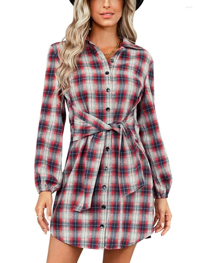 Casual Dresses Women Plaid Twist Knot Shirt Fall V Neck Long Sleeve Button Down Dress, Blue
Casual Dresses Women Plaid Twist Knot Shirt Fall V Neck Long Sleeve Button Down Dress, Blue